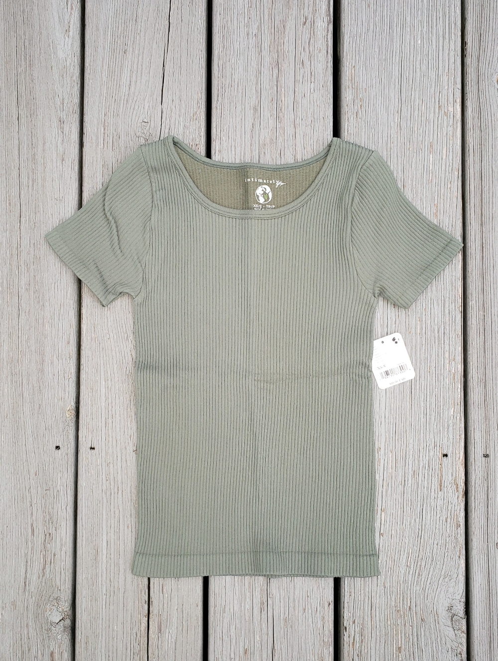Free People XYZ Ribbed Green Baby Tee Size Xs/Small